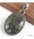 Pendentif Pyrite sur Agate bleue véritable semi-oval argent 925 certificat