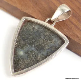 Pendentif Pyrite sur Agate triangulaire - Pendentifs pierres naturelles