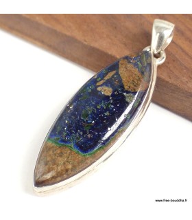 Pendentif Azurite Boulder marquise argent 925 certifié