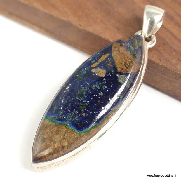 Pendentif Azurite Boulder forme marquise - Pendentifs pierres naturelles