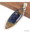 Pendentif Azurite Boulder marquise argent 925 certifié