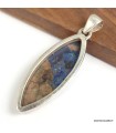 Pendentif Azurite Boulder marquise argent 925 certifié