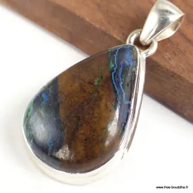 Pendentif Azurite Boulder avec traces de Malachite - Pendentifs pierres naturelles