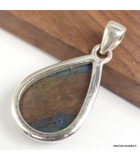 Pendentif Azurite Boulder Malachite argent 925 certifié