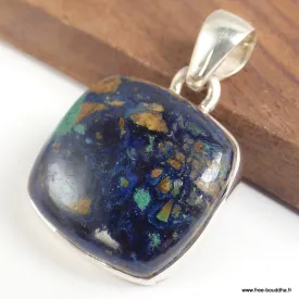 Petit pendentif Azurite Boulder carré - Pendentifs pierres naturelles