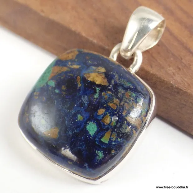Petit pendentif Azurite Boulder carré - Pendentifs pierres naturelles