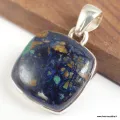 Petit pendentif Azurite Boulder carré - Pendentifs pierres naturelles