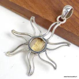 Pendentif Quartz Rutile doré forme soleil - Pendentifs pierres naturelles