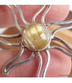 Pendentif Quartz rutile doré authentique forme soleil