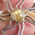 Pendentif Quartz Rutile doré forme soleil - Pendentifs pierres naturelles