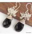 Boucles d’oreilles Colombes onyx noir facetté argent 925 certifié
