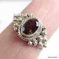 Petite bague en Quartz fumé T 54 - Bijoux en Quartz Fumé