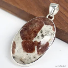 Pendentif Grenat Spessartine sur calcaire - Pendentifs pierres naturelles