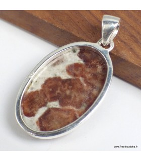 Pendentif Grenat Spessartine sur calcaire – Argent 925 certifié