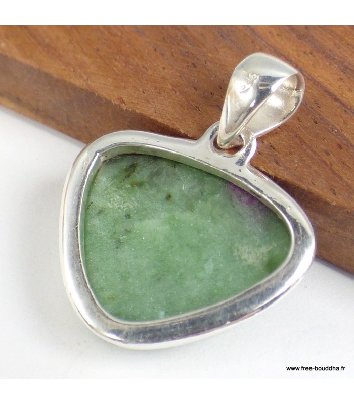 Pendentif Rubis sur Zoïzite véritable Tanzanie argent 925 certificat