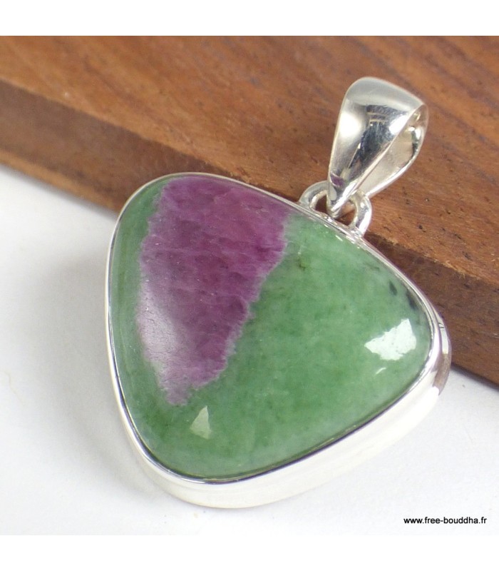 Pendentif Rubis sur Zoïzite véritable Tanzanie argent 925 certificat