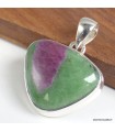 Pendentif Rubis sur Zoïzite véritable Tanzanie argent 925 certificat