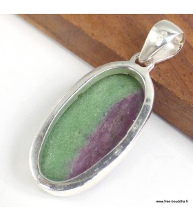 Pendentif Rubis sur Zoïzite ovale argent 925 certifié