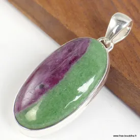 Pendentif en Rubis sur Zoïzite forme ovale - Pendentifs pierres naturelles
