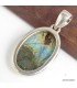 Pendentif Azurite véritable ovale argent 925 certificat
