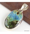Pendentif Azurite véritable ovale argent 925 certificat
