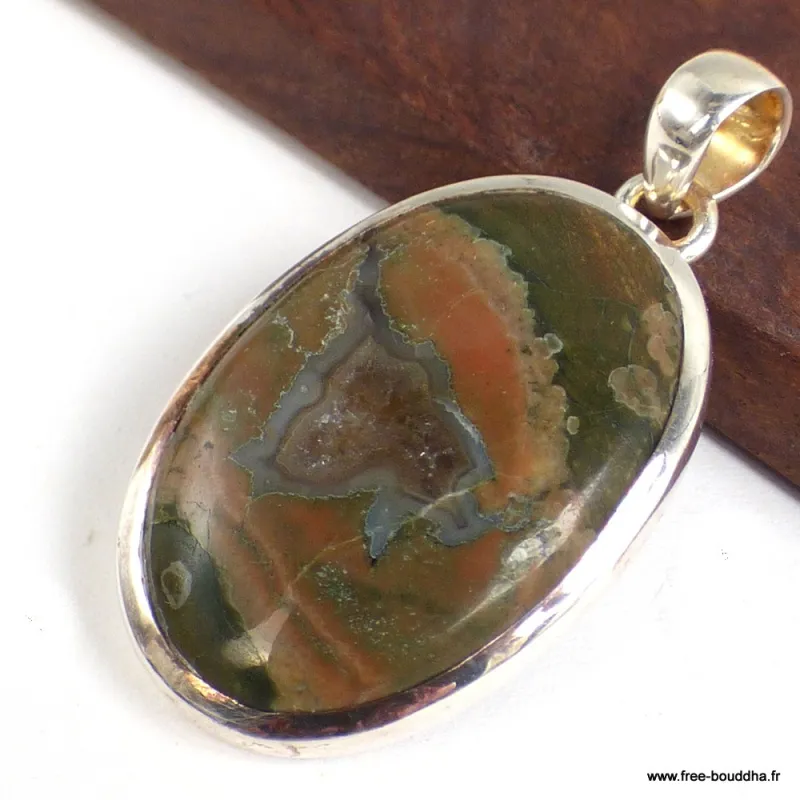 Pendentif oval en Rhyolite - Pendentifs pierres naturelles