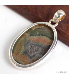 Pendentif Rhyolite certifiée – Bijou ovale en argent 925