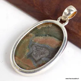 Pendentif oval en Rhyolite - Pendentifs pierres naturelles