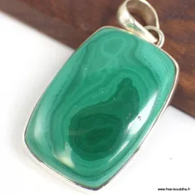 Pendentif Malachite naturelle rectangulaire - Bijoux en Malachite