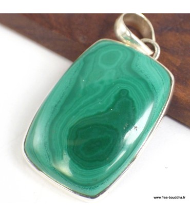 Pendentif Malachite naturelle – Rectangulaire argent 925 certifié
