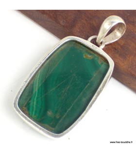 Pendentif Malachite naturelle – Rectangulaire argent 925 certifié