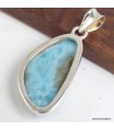 Pendentif Larimar triangulaire argent 925, pierre naturelle certifiée