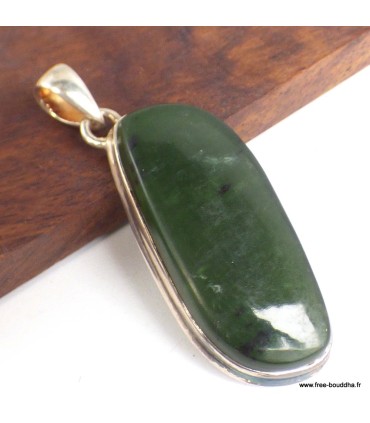 Pendentif Jade Néphrite Véritable – Bijou argent 925 poinçonné