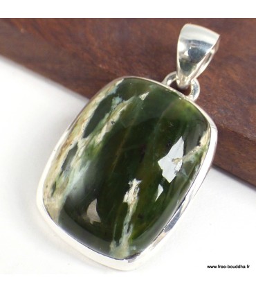 Pendentif Calcédoine Chrome véritable en argent 925