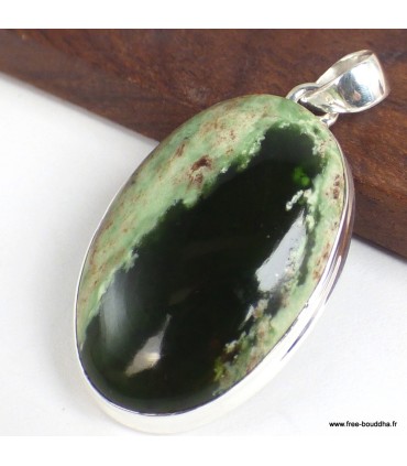 Pendentif Calcédoine Chrome oval argent 925