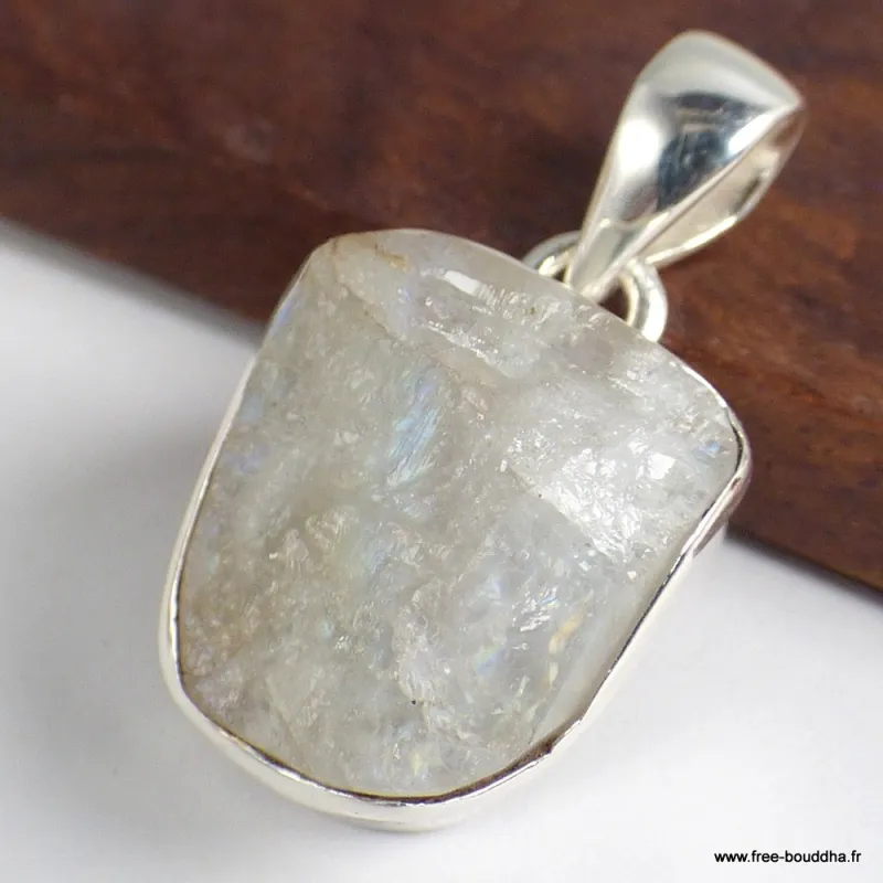 Pendentif Pierre de Lune brute Péristérite asymétrique - Pendentifs pierres naturelles