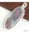 Pendentif Agate Botswana gris rose – Argent 925 certifié