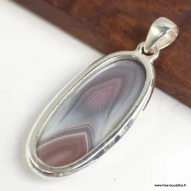 Pendentif Agate de Botswana gris vieux rose - Bijoux en Agate
