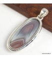 Pendentif Agate Botswana gris rose – Argent 925 certifié