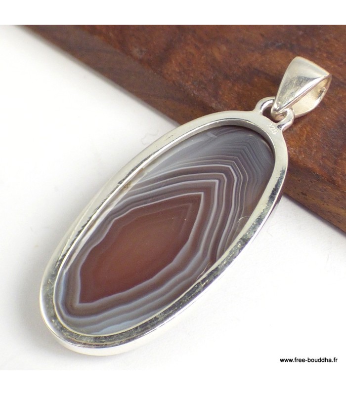 Pendentif Agate de Botswana – Argent 925 certifié