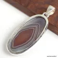 Pendentif Agate de Botswana marron gris - Bijoux en Agate