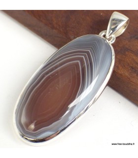 Pendentif Agate de Botswana – Argent 925 certifié