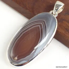 Pendentif Agate de Botswana marron gris - Bijoux en Agate