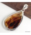 Agate du Montana – Pendentif goutte en argent 925 avec certificat