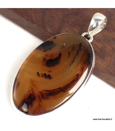 Agate du Montana – Pendentif en argent 925 avec certificat