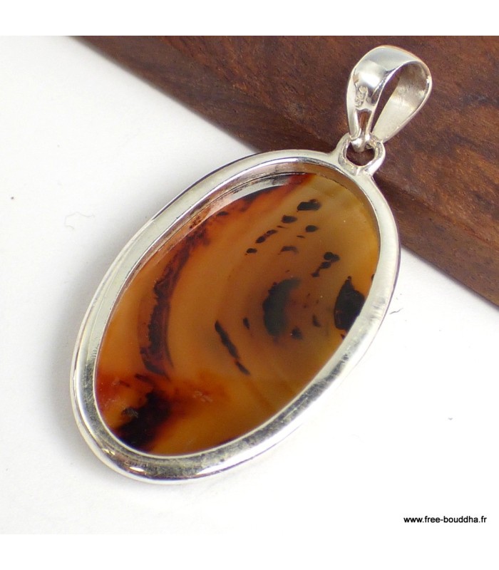 Agate du Montana – Pendentif en argent 925 avec certificat