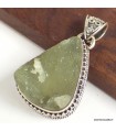 Pendentif Préhnite brute vintage – Argent 925 authentique