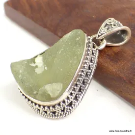 Pendentif Préhnite brute style vintage - Pendentifs pierres naturelles