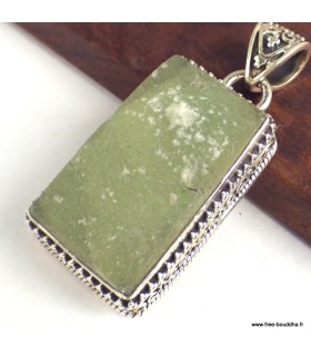 Pendentif Préhnite brute style ancien