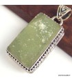 Pendentif Préhnite authentique brute style ancien argent 925 poinçonné